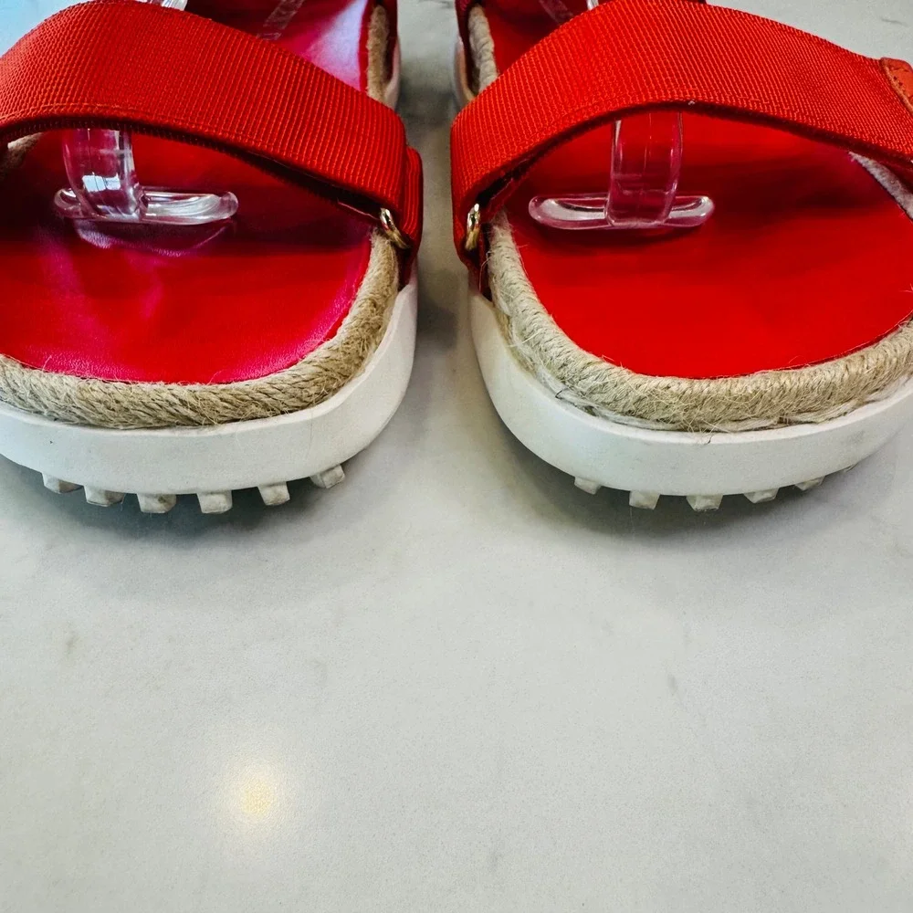 Silent D Trevor Women 9.5 EU 40 Red Orange Platform Espadrille Sandals Hook Loop - Picture 14 of 16